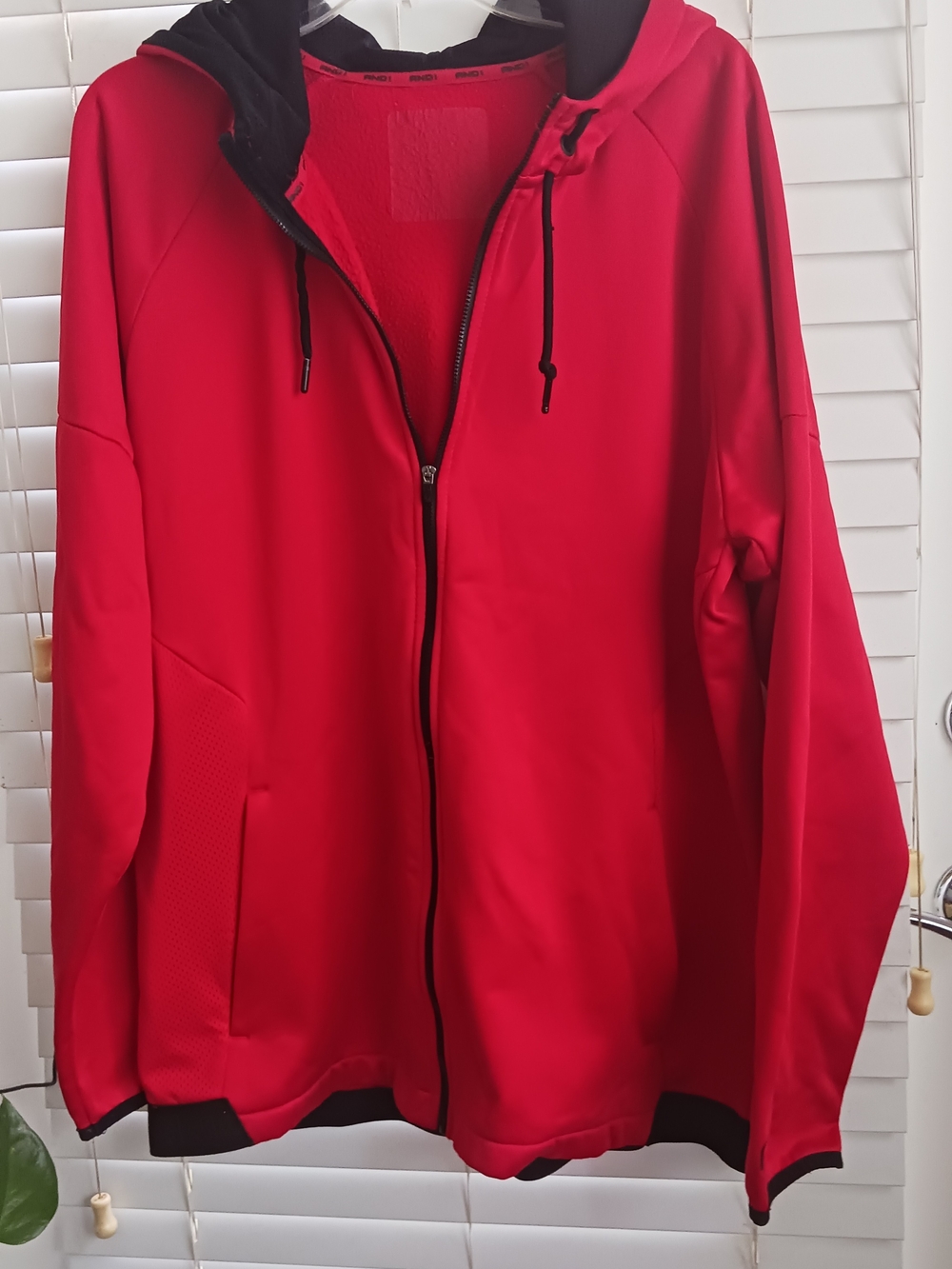And1 Red Full-Zip Hooded Sweatshirt with Black Accents